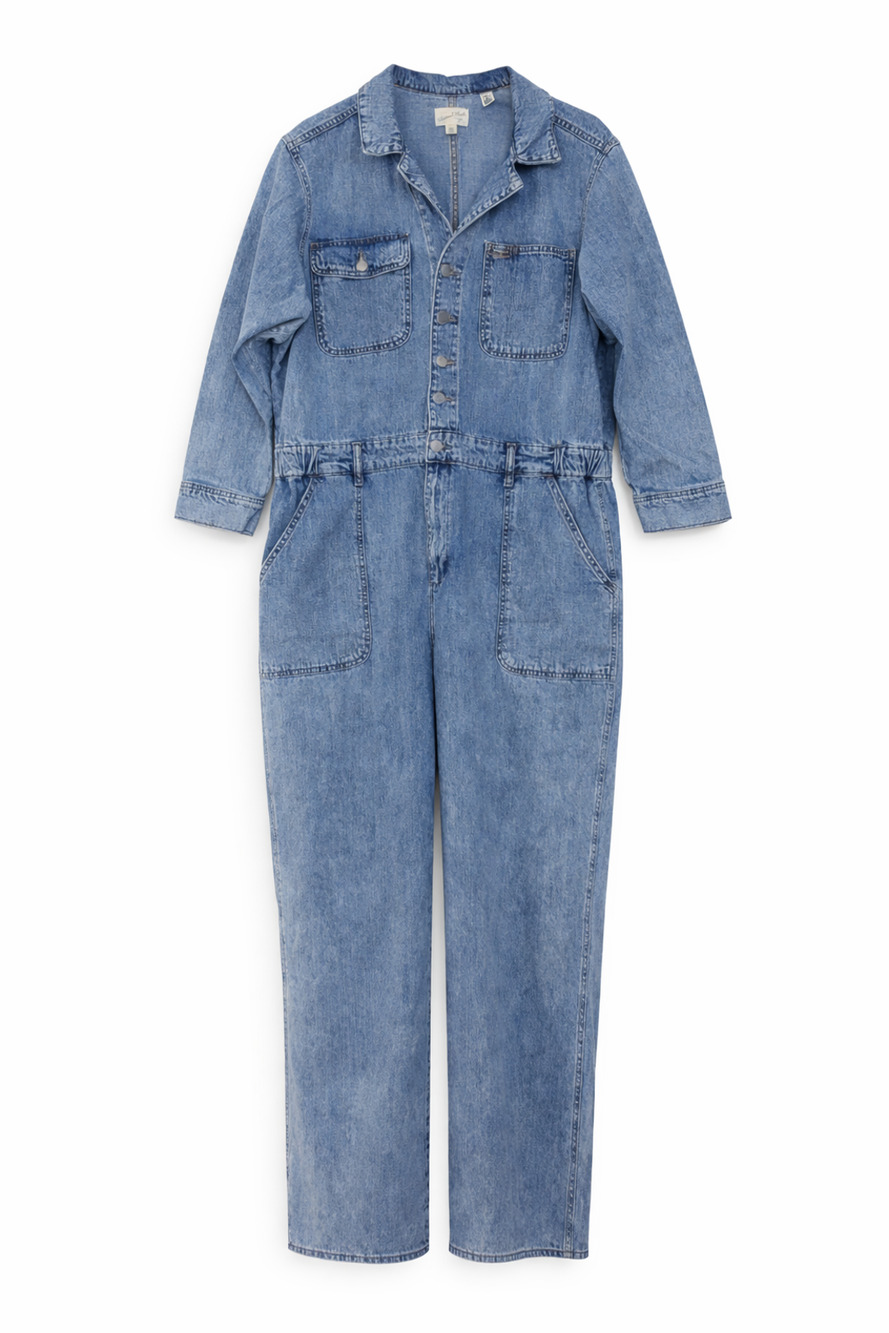 Universal Thread Womens Denim Jumpsuit 20R Blue Utility Coveralls Button Front
